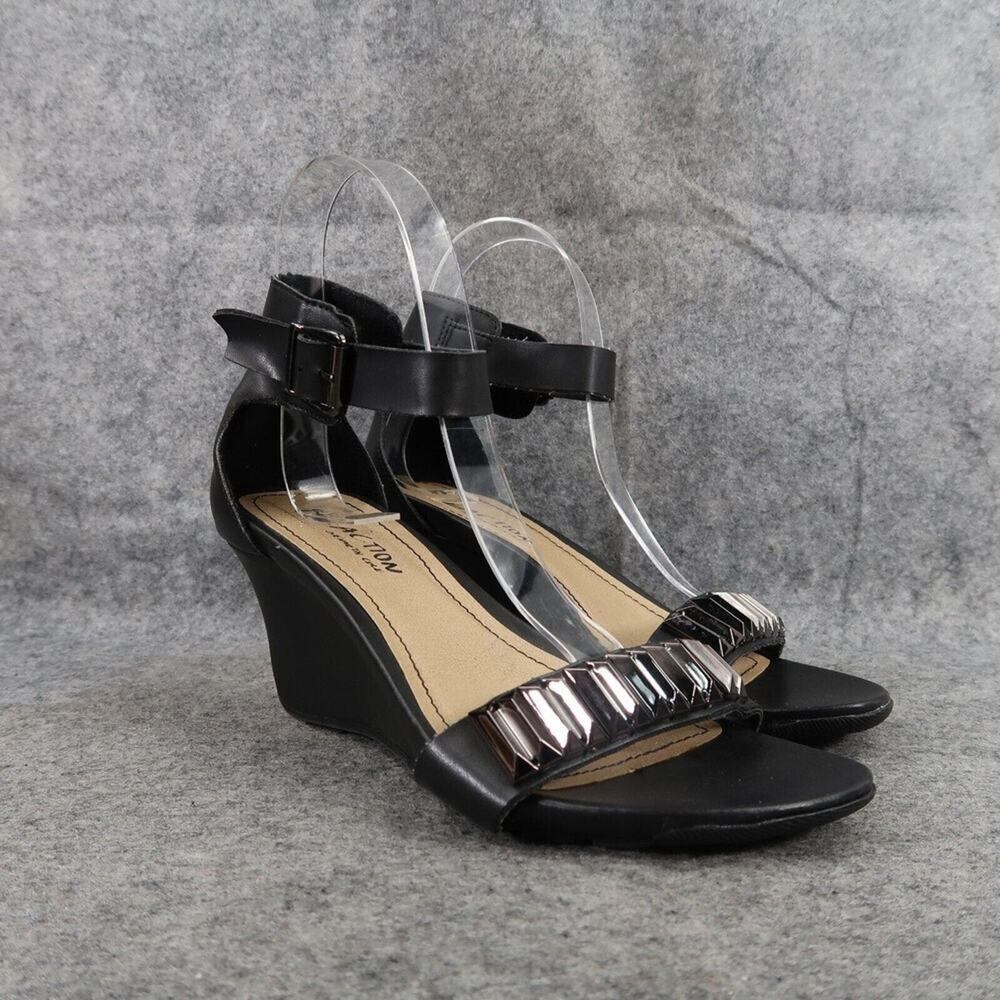 Kenneth Cole Shoes Womens 6 Sandal Wedge Pump Ankle Strap Fashion Reaction Black